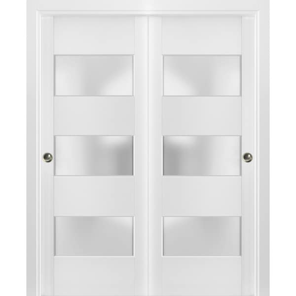 Sartodoors Closet Bypass Interior Door, 60" x 84", White LUCIA4070DBD-BEM-6084 - main